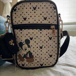Black and White Crossbody Bag with Cartoon Design